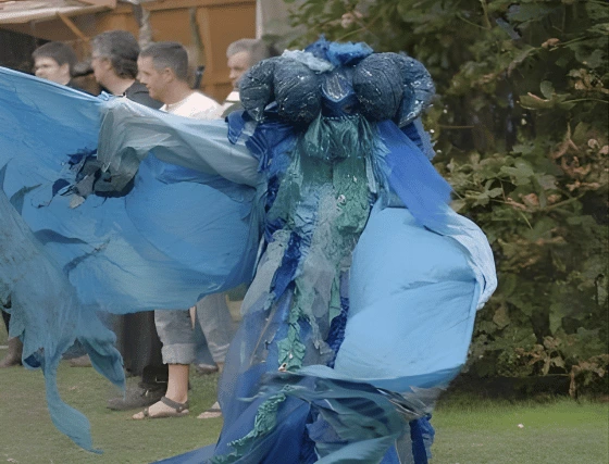 Frau im Kostüm auf Mittelaltermarkt